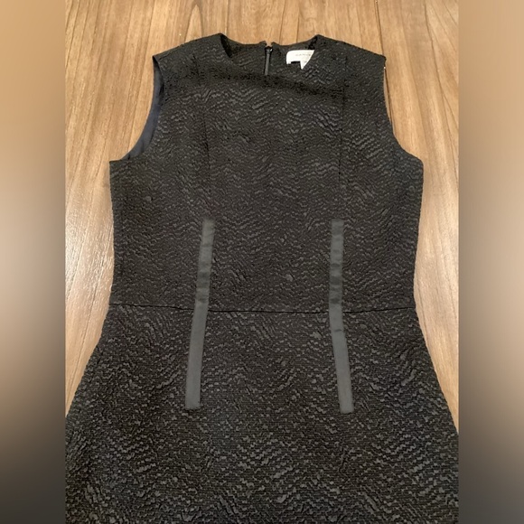 Carven black asymmetrical jaquered black sleeveless Shift Cocktail mini Dress 34 - Picture 5 of 16